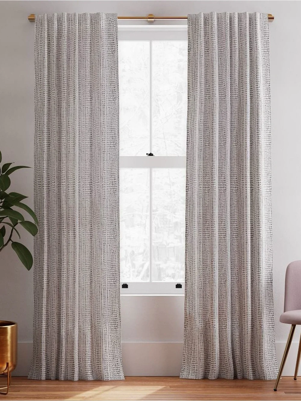 2 West Elm Cotton Canvas Bomu Curtains